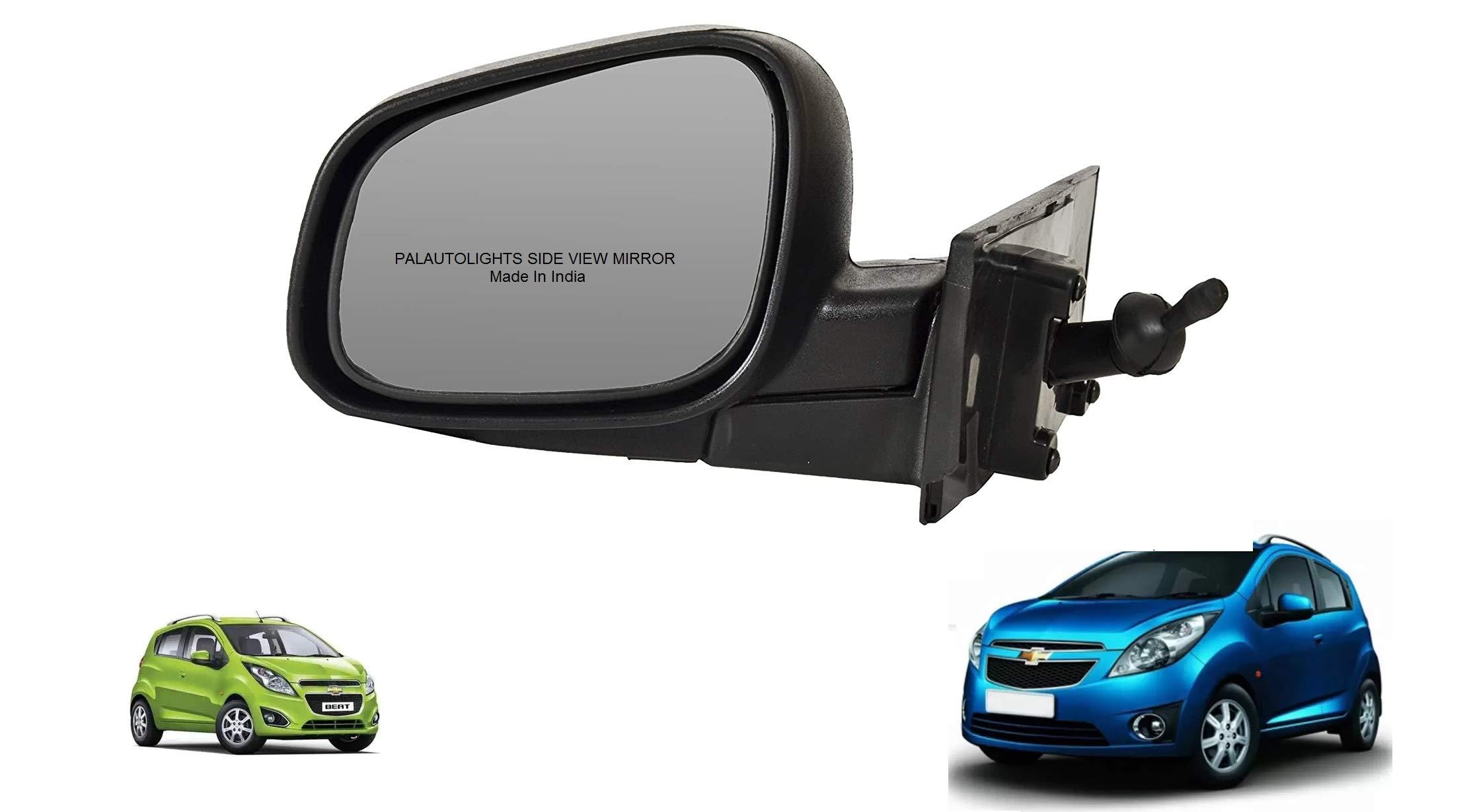 PALAUTOLIGHTS Black Left Side View Mirror for Chevrolet Beat-Left-image-4