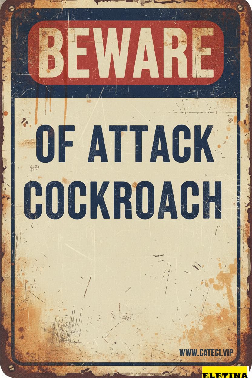 Vintage Metal Tin Sign for Man Cave Beware Of Funny Adt Security S Beware Of Attack Cockroach S House Adt Security S Yard Beware (color : Decor A, Size : 8x12 In) Private Property Decorative