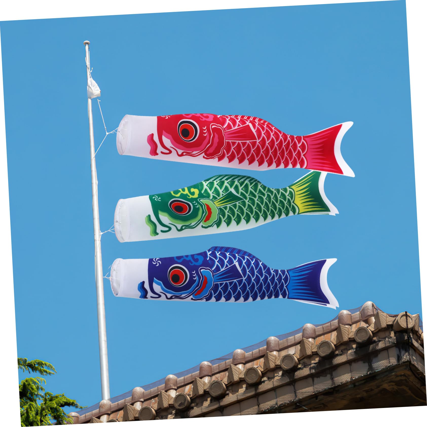 Manche à Air Japonaise Drapeau de Carpe Koï 5Pcs Satin Beau Compact