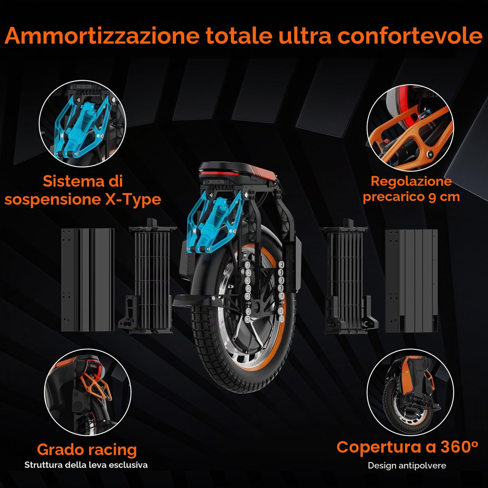 KINGSONG Monociclo Elettrico S19 Pro 1776Wh, Moteur 3500W, Autonomia fino a 150 km, Velocità limitata 25km/h, Pneumatico 18", Schermo, 2 porte di ricarica USB