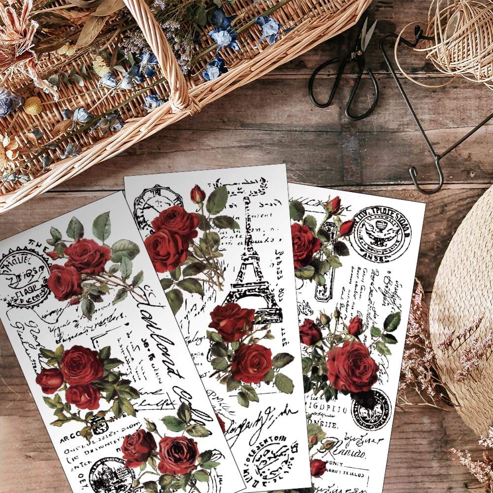 Autocollants Transfert Fleurs Pour Meubles - 3 Motifs Roses - Déco Bois Facile