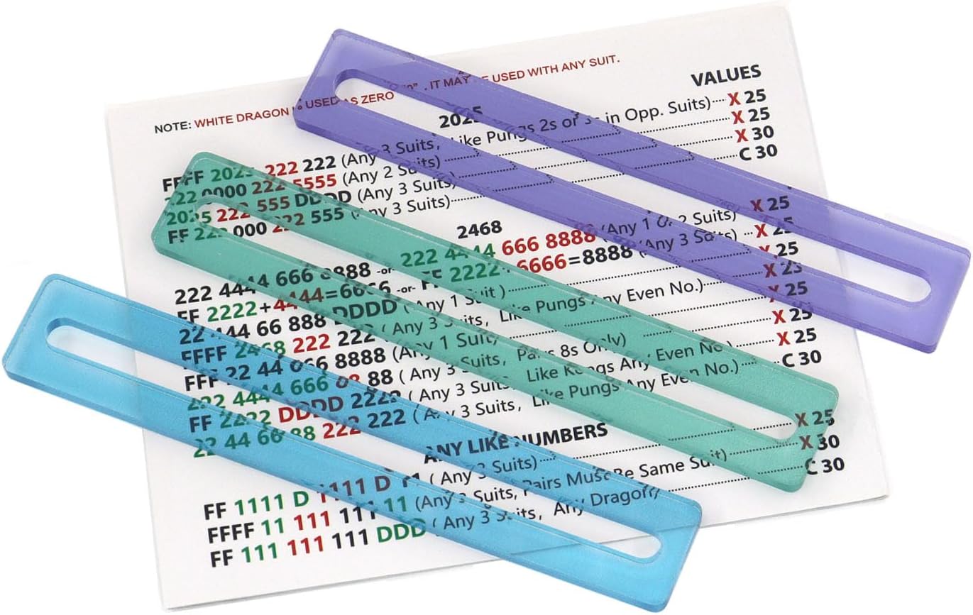 Pack of 4 Mahjong Line Reader Mahjong Line Finder Acrylic Mah Jong Card Line Guide (Green)