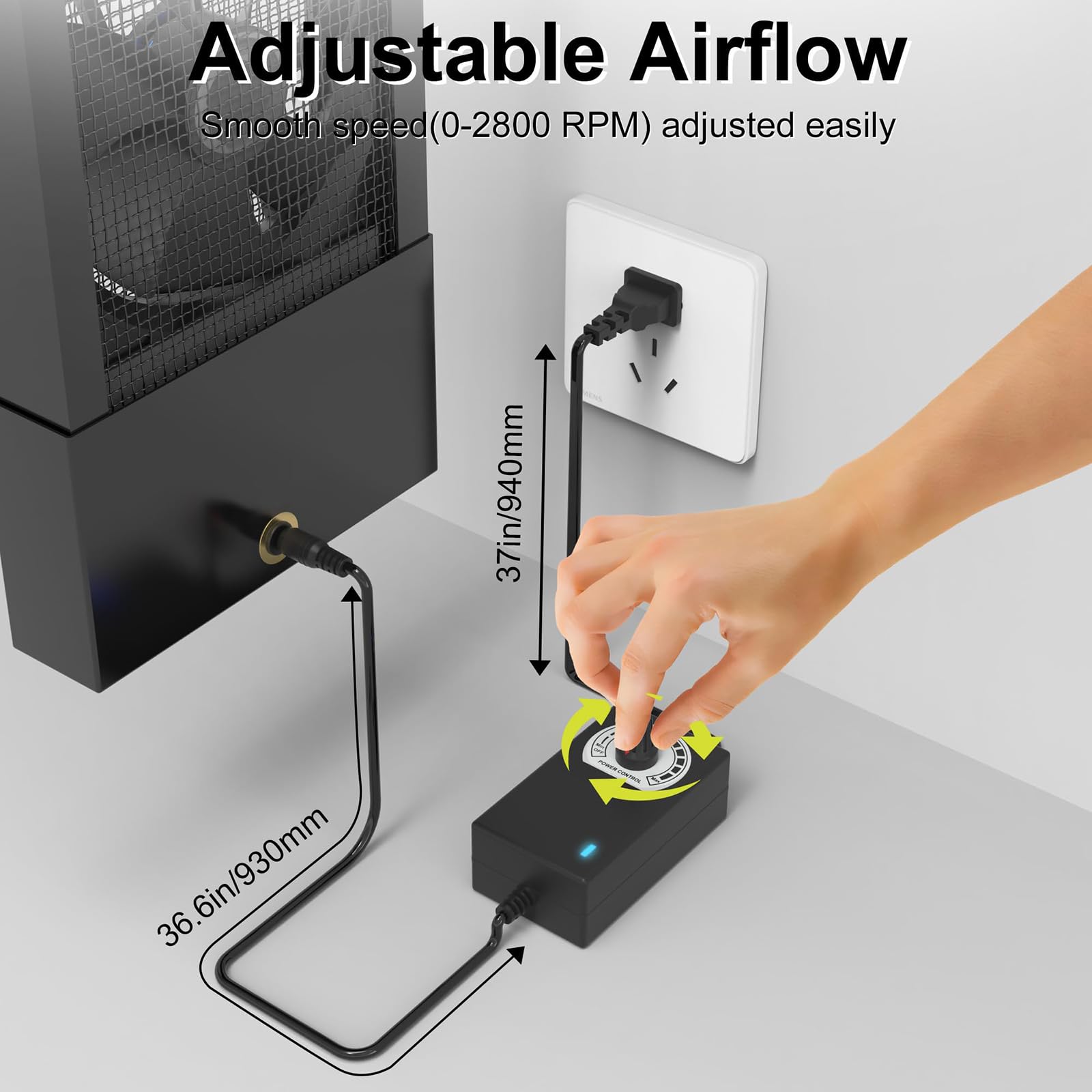 Ventilador de ventana para ventanas correderas, ventilador de entrada y escape vertical con flujo de aire reversible, ventilación retráctil sin herramientas para el hogar, dormitorio, white 95-105cm