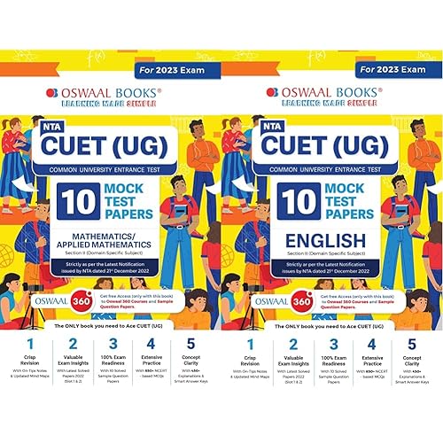 Oswaal NTA CUET (UG) 10 Mock Test Papers Mathematics/Applied Math&amp; Oswaal NTA CUET (UG) 10 Mock Test Sample Question Papers Language English