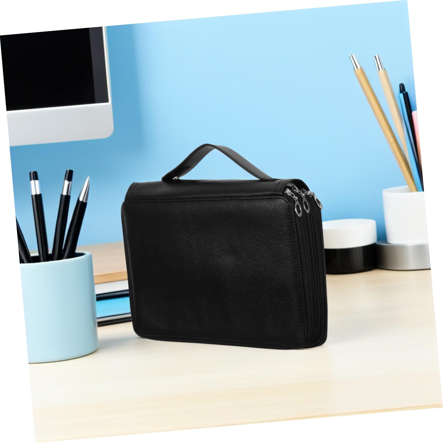 Astuccio Portamatite Colorate 200 Scomparti con Cerniera 4 Strati Grande Capacità Resistente con Cinturino da Polso Organizer Cancelleria Scuola Ufficio