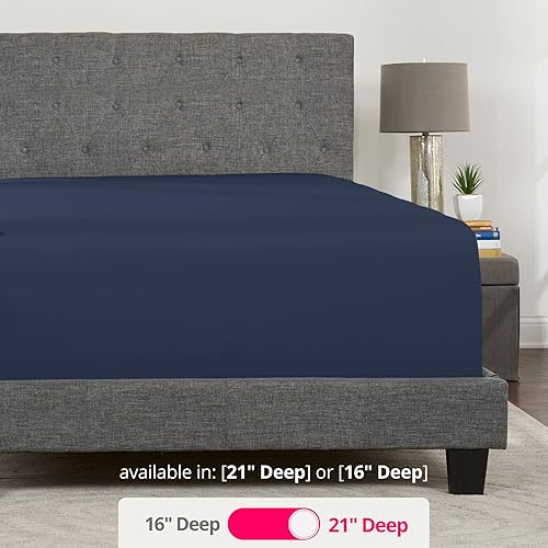 Miniatura 3 de Sábana bajera de esquinas extraprofundas tamaño matrimonial, 1 sábana bajera de 17 a 21 pulgadas, para colchón de parte superior acolchada tamaño