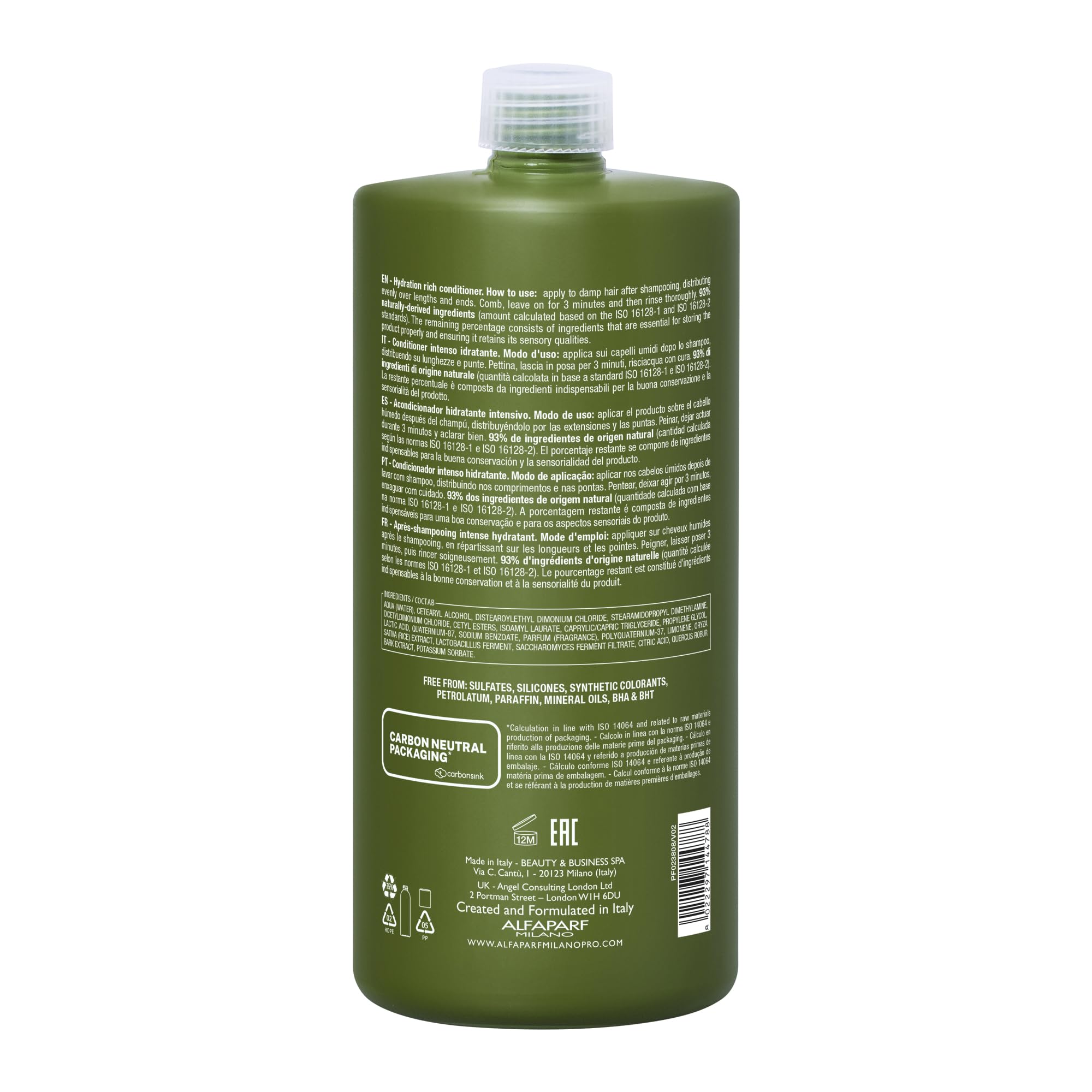 ALFAPARF MILANO Benvoleo Hydration Rich Conditioner for Dry Hair - Clean, Vegan, Sustainable Hair Care - Hydrates, Moisturizes, Nourishes - Paraffin Free - Natural Ingredients - 33.8 Fl. Oz.