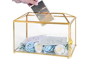 Glass Wedding Card Box with Lock for Keeping Special Keepsakes and a Treasured Memory