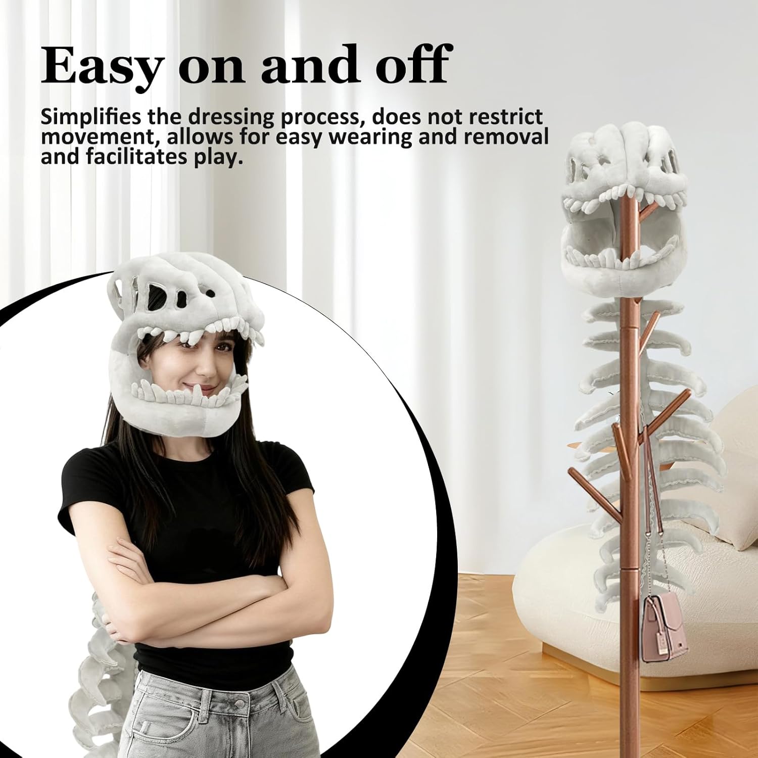 Spinosaurus Plush Dino Outfit 3D Skull Headpiece with Plush Spine Wearable Dinosaur Skeleton Great for Dress-Up - Image 6