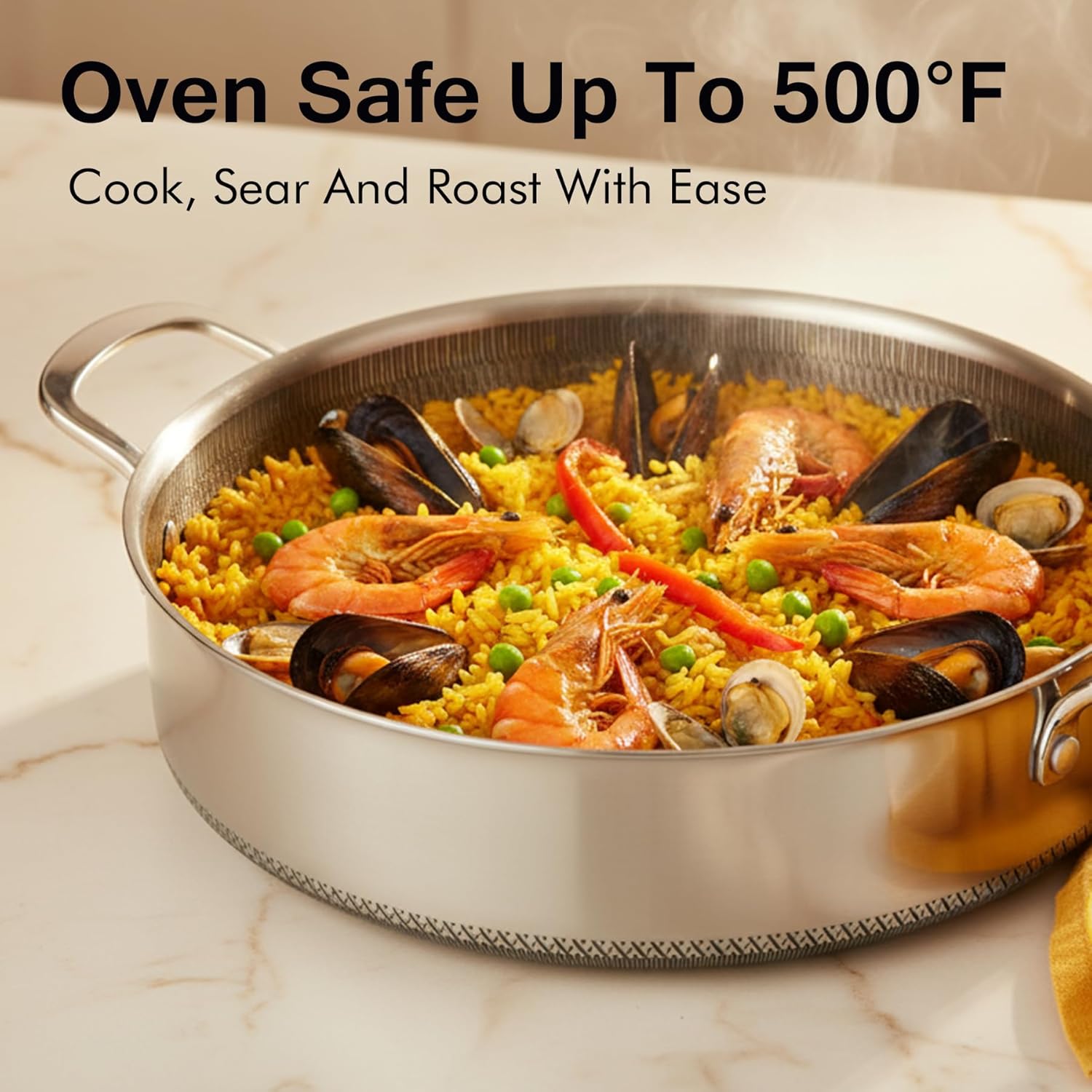 Hybrid Nonstick 7-Quart Sauté Pan with Tempered Glass Lid, Chicken Fryer, Stay-Cool Handles, Dishwasher-Friendly, Oven-Safe, Induction Ready, Compatible with All Cooktops