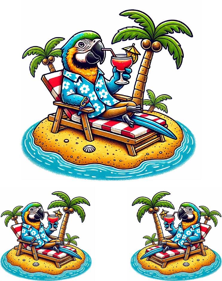 Tropical Parrot Beach Decal Set