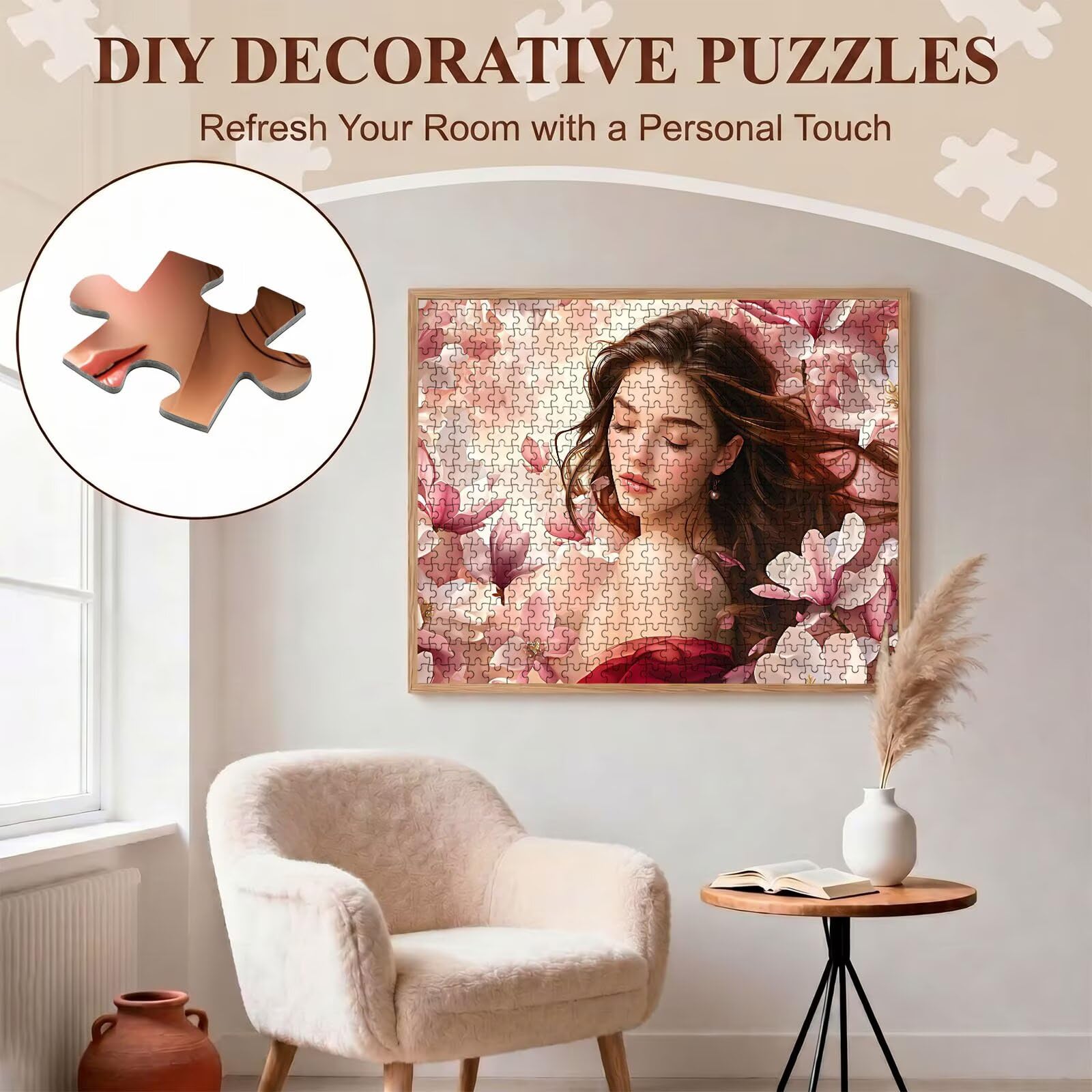 donna fiore Puzzle 1500 Pezzi per Adulti, Puzzle in Legno - Collezione Classica con Poster Incluso - Sfida di Concentrazione e Passatempo Antistress, Gioco Educativo per Famiglia, 87 x 57 cm f0-818