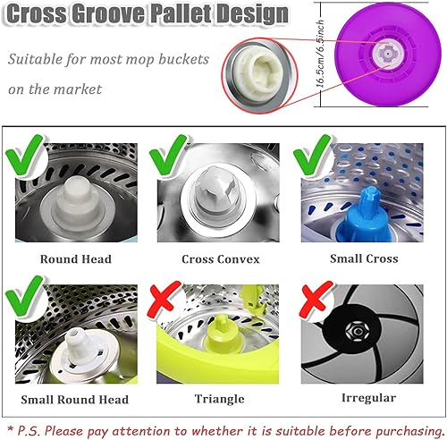 Miniatura 9 de Midremer Mango de repuesto para trapeador giratorio, 49 pulgadas, 360 grados, telescópico de repuesto con disco de plástico reforzado para sistema