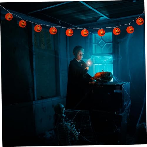 Miniatura 6 de Uonlytech 2 juegos de calabaza linterna iluminación cadena cadena cadena luces al aire libre Bling decoración de la habitación luces LED calabaza