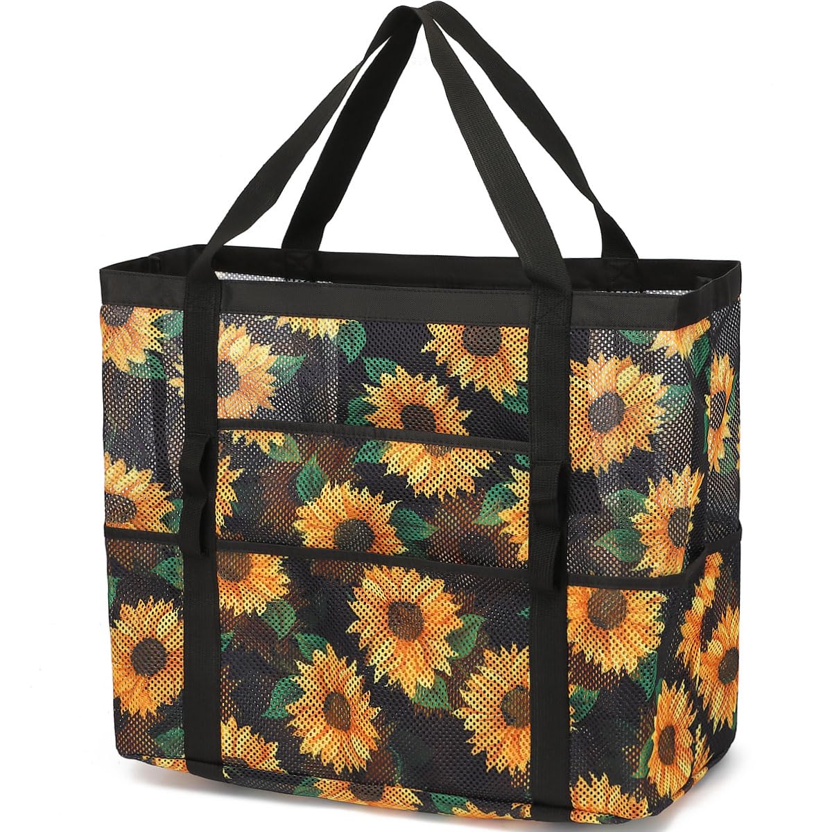 Fammart Mesh Beach Bag, Large Beach Tote with Zipper Pocket, Toys Pool Bag for Family Travel Vacation Cruise Essentials