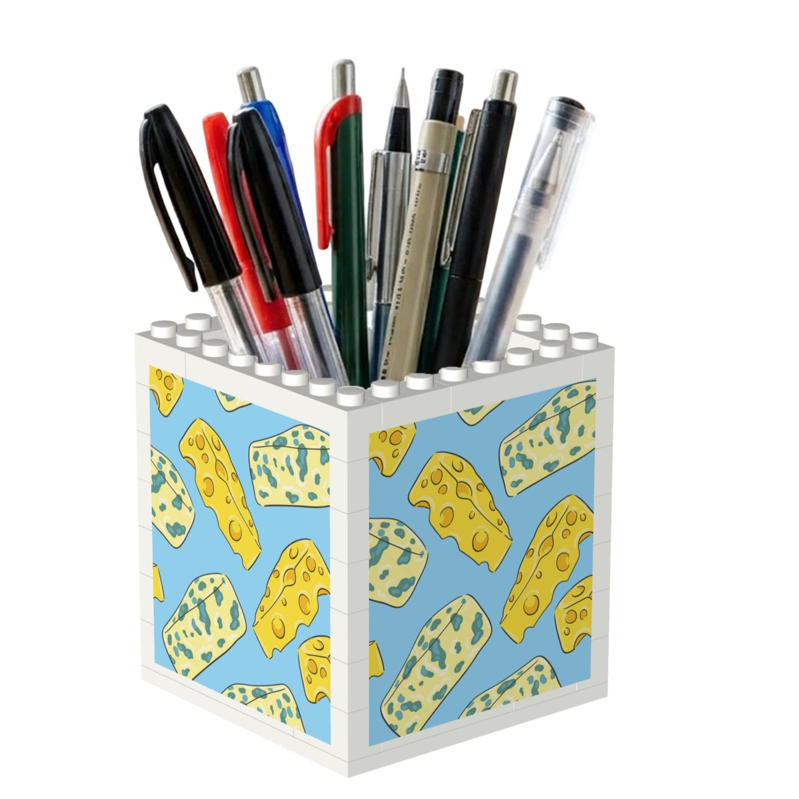 Poadnly Cheese And Blue Cheese, Pen Pot Pencil Holder for Office Home School, Compact Desk Organiser for Office Stationery