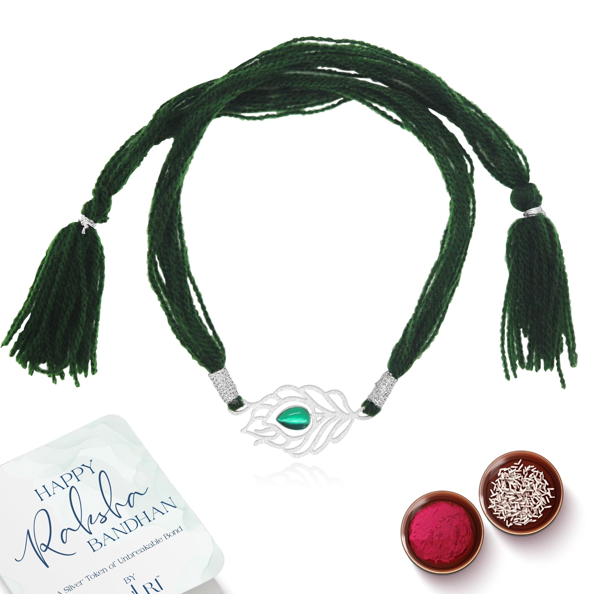 ZULRI 925 Sterling Silver Peacock Feather with Stone Rakhi for Bhai Cotton Green Thread | Rakshabandhan Rakhi With Greeting Card & Roli Chawal and Certificate of Authenticity 925 Silver (B0D8JKWNJF) Amazon Price History, Amazon Price Tracker