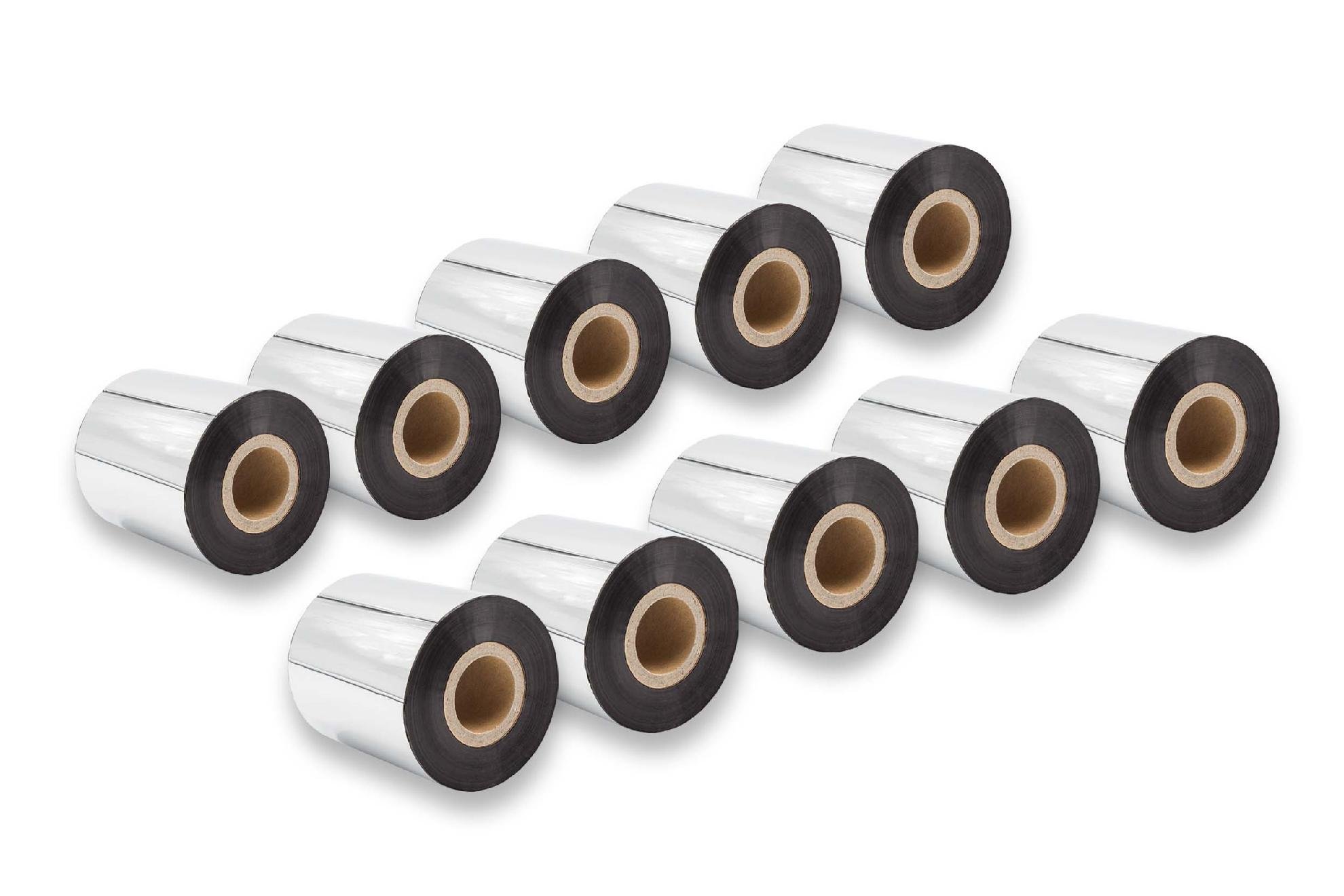 vhbw 10x nastro trasferimento termico compatibile con TSC TTP-345, TTP-344M Plus etichettatrice, indelebile, 70mmx300m, cera di qualità plus