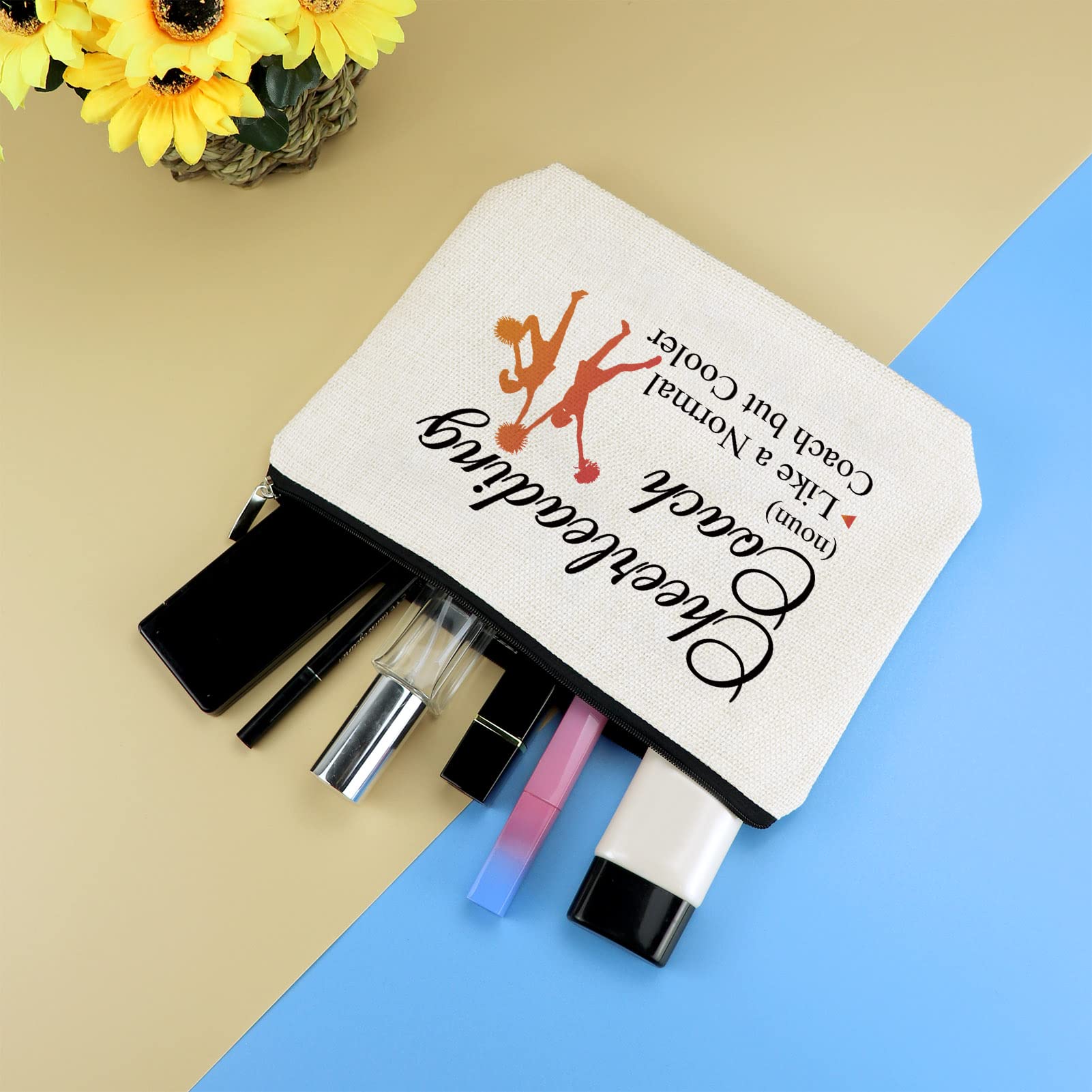 Cheerleading Cheer Coach Gift Makeup Bag for Women Cheer Mom Appreciation Gift Cheerleader Mother's Day Birthday Present for Cheerleader Cheerleading Mother Cowoorker Cosmetic Bag Travel Zipper Pouch