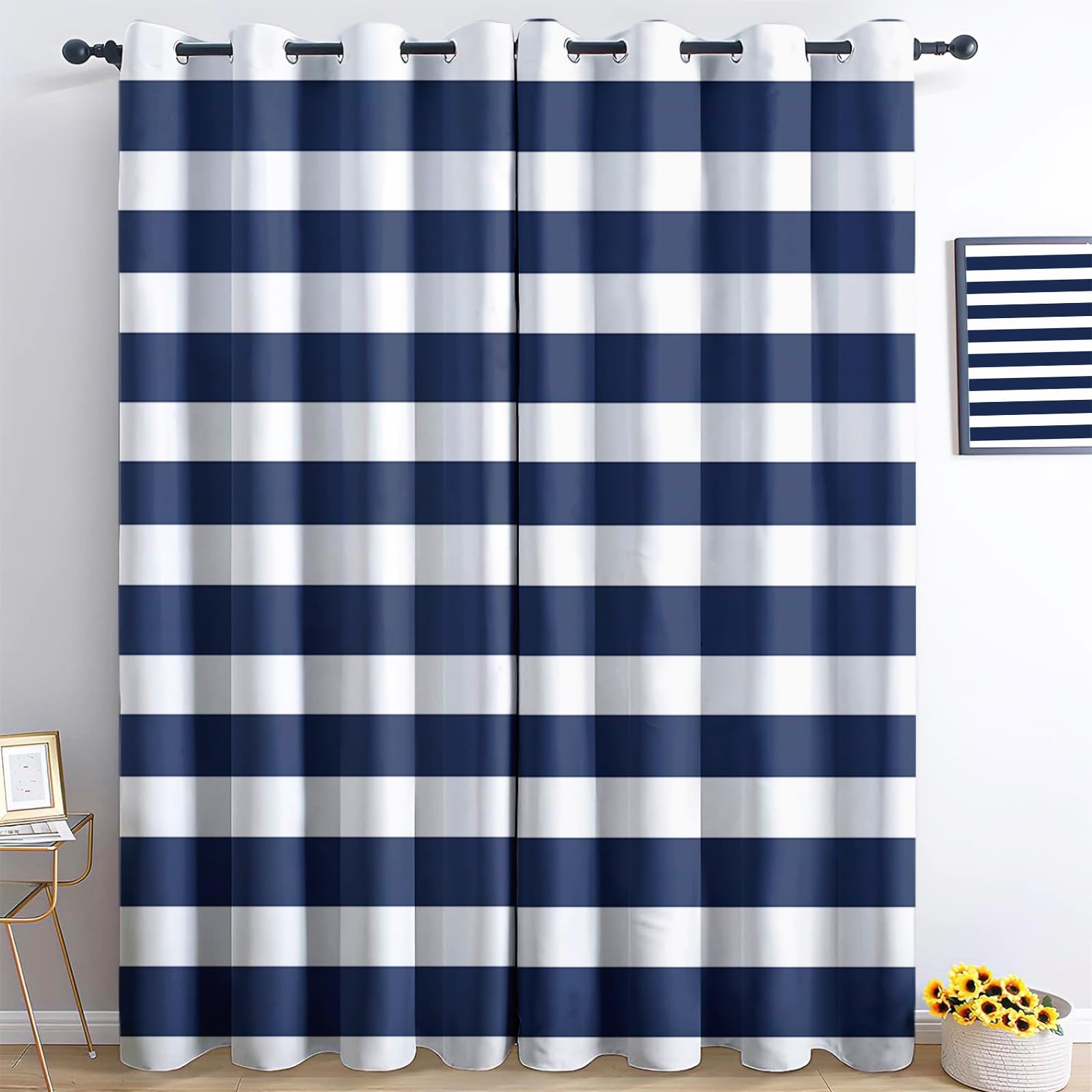 Rideaux opaques à œillets anti-froid et chaleur avec motifs géométriques