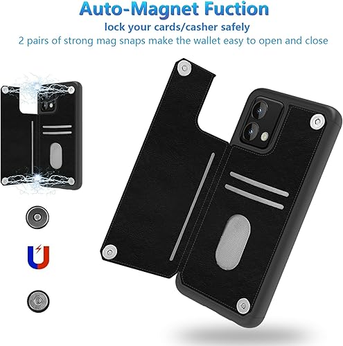Miniatura 2 de Funda tipo cartera para Motorola Moto G Stylus 5G 2023 con tarjetero y cierre magnético, de piel, con bloqueo RFID, función atril, 3 ranuras para