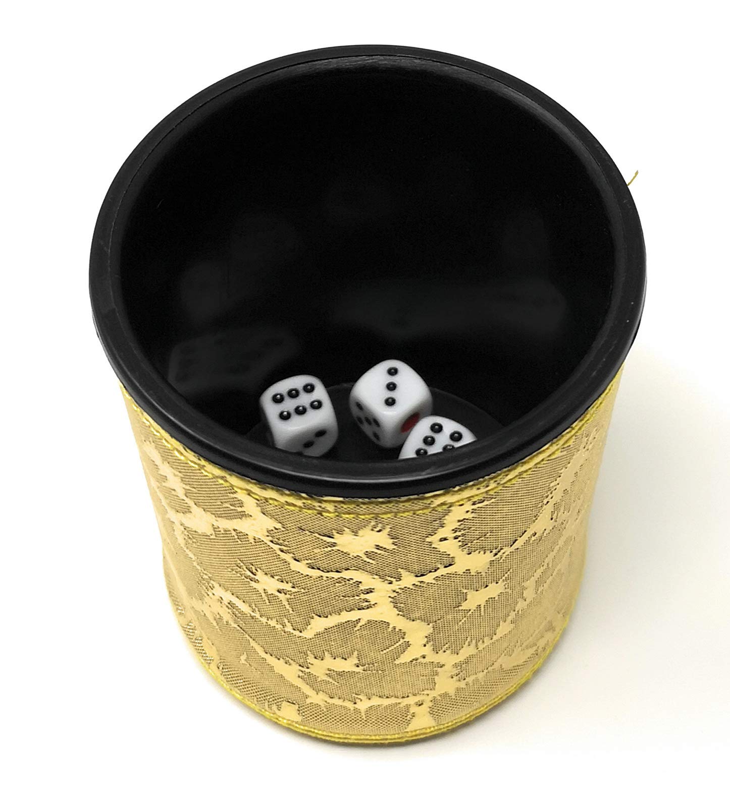 Thy Collectibles Würfelbecher mit 5 Würfeln, PU-Leder, professionelles Würfel-Shaker-Set für Yahtzee/Craps/Backgammon oder andere Würfelspiele, goldfarben