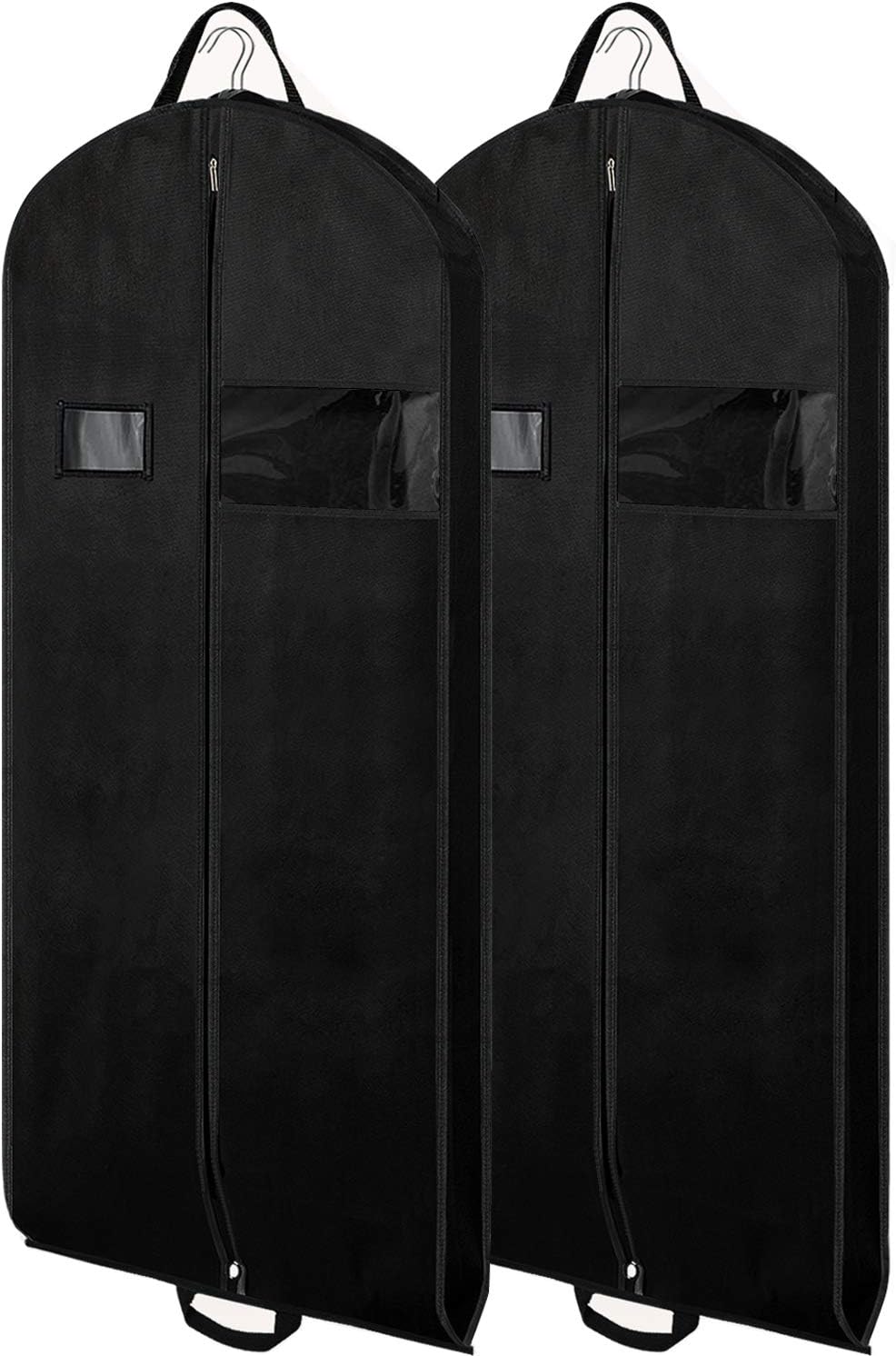 Zilink Garment Bags Suit Bag for Travel and Storage 54 inch Breathable Dress Cover Bag with Gusseted, ID Card Holder and Visible Design for Suit, Coat, Dresses,Set of 2