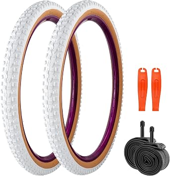 WEEROCK MTB Bike Tire Two Pack 26/27.5/29 Inch Tire Folding Bead Replacement Tyre, 2.3 Inch Wide Mountain Bicycle Tires with Inner Tubes, Black/Brown Wall Side