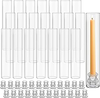 25 Rustic Farmhouse Decor Ideas with Candles and Vases for Country Charm 36 24 Set Glass Hurricane Candle Holders 12.6