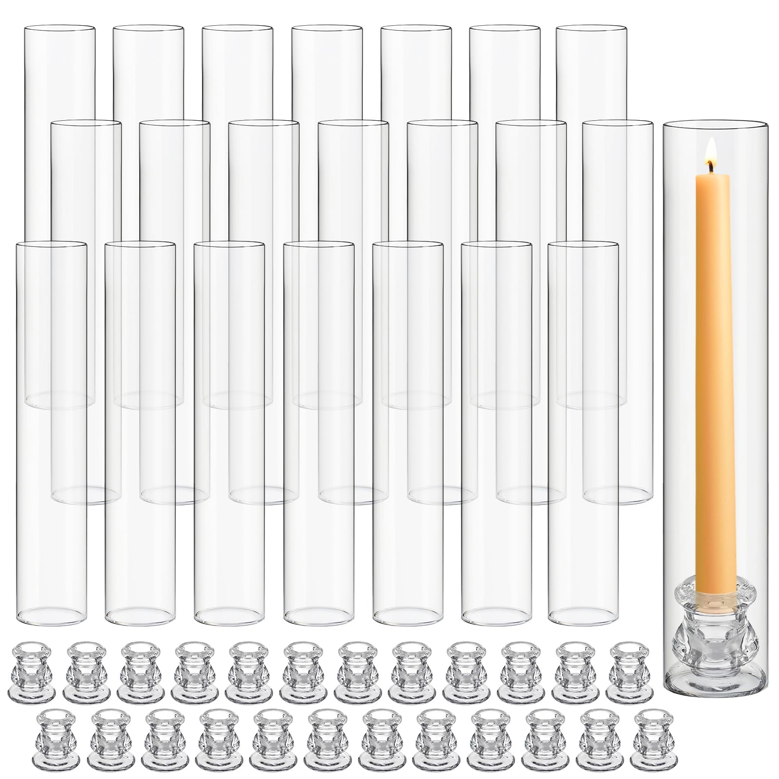 Teenyyou 24 Set Glass Hurricane Candle Holders 12.6