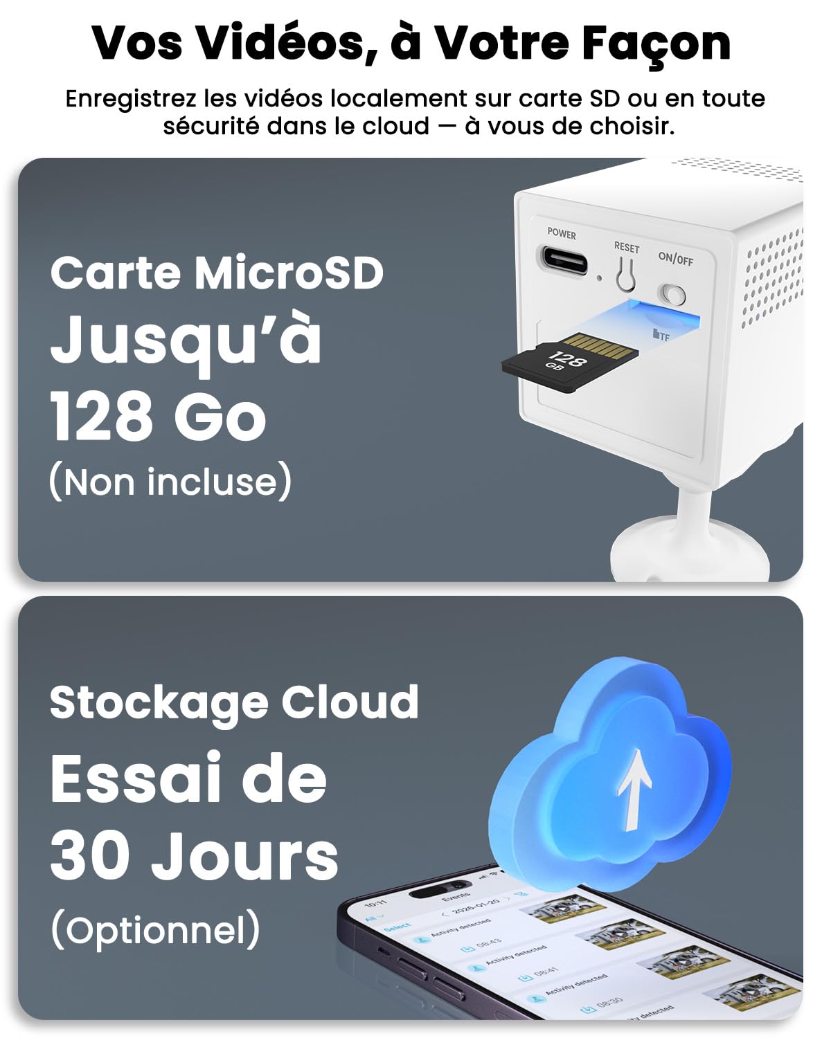 4K Mini Camera Espion sans Fil, Wi-Fi ou Mode AP sans WiFi, Camera de Surveillance sans Internet, Batterie 5200mAh, Vision Grand 160°, Vision Nocturne, Détection Mouvement IA, pour Intérieur/Extérieur