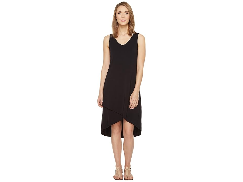 

Mod-o-doc Cotton Modal Spandex Jersey Crossover Hem Dress (Black) Women's Dress