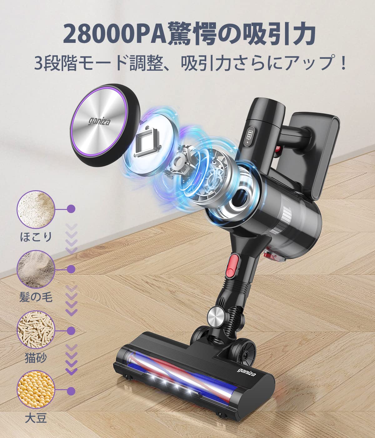 Amazon | Ganiza 床用ノズル 回転ブラシ V25掃除機交換用 | Ganiza