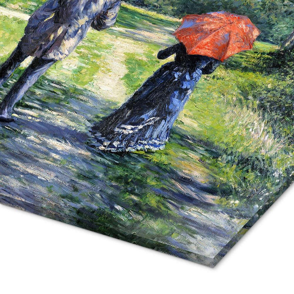 Posterlounge Paar beim Spaziergang Acrylglasbild | 80 x 60 cm von Gustave Caillebotte Grün Wandbilder Wanddeko
