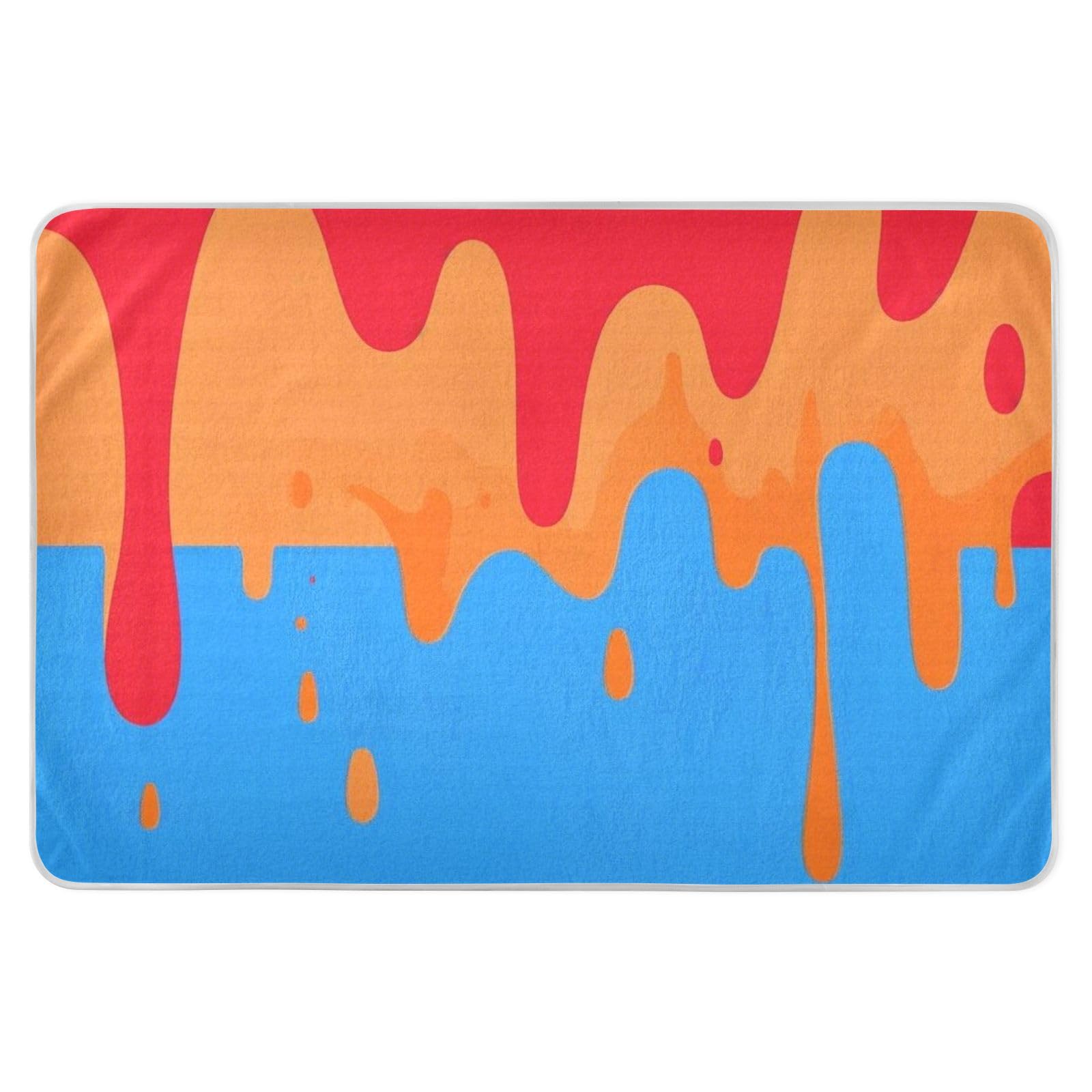 Flowing Pigment Red Orange Blue Baby Bed Pad Soft Absorbent Underpads Wetting Cover Portable Travel for Baby Boys Girls , 52