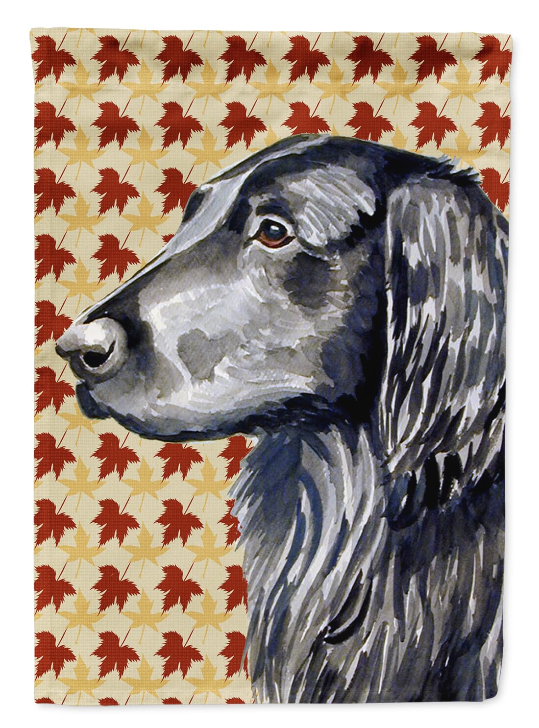 Caroline's Treasures LH9096GF Flat Coated Retriever Fall Leaves Portrait Flag Garden Size, Small, multicolor