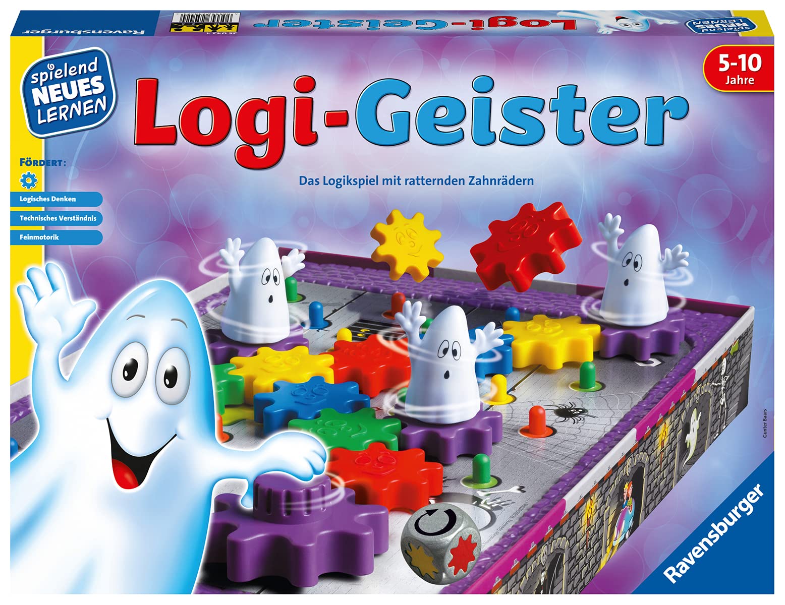 Ravensburger 25042 - Logi-Geister - Spielen und Lernen für Kinder, Lernspiel für Kinder von 5-10 Jahren, Spielend Neues Lernen für 2-4 Spieler & 24562 - Max Mäuseschreck - Würfel-Laufspiel