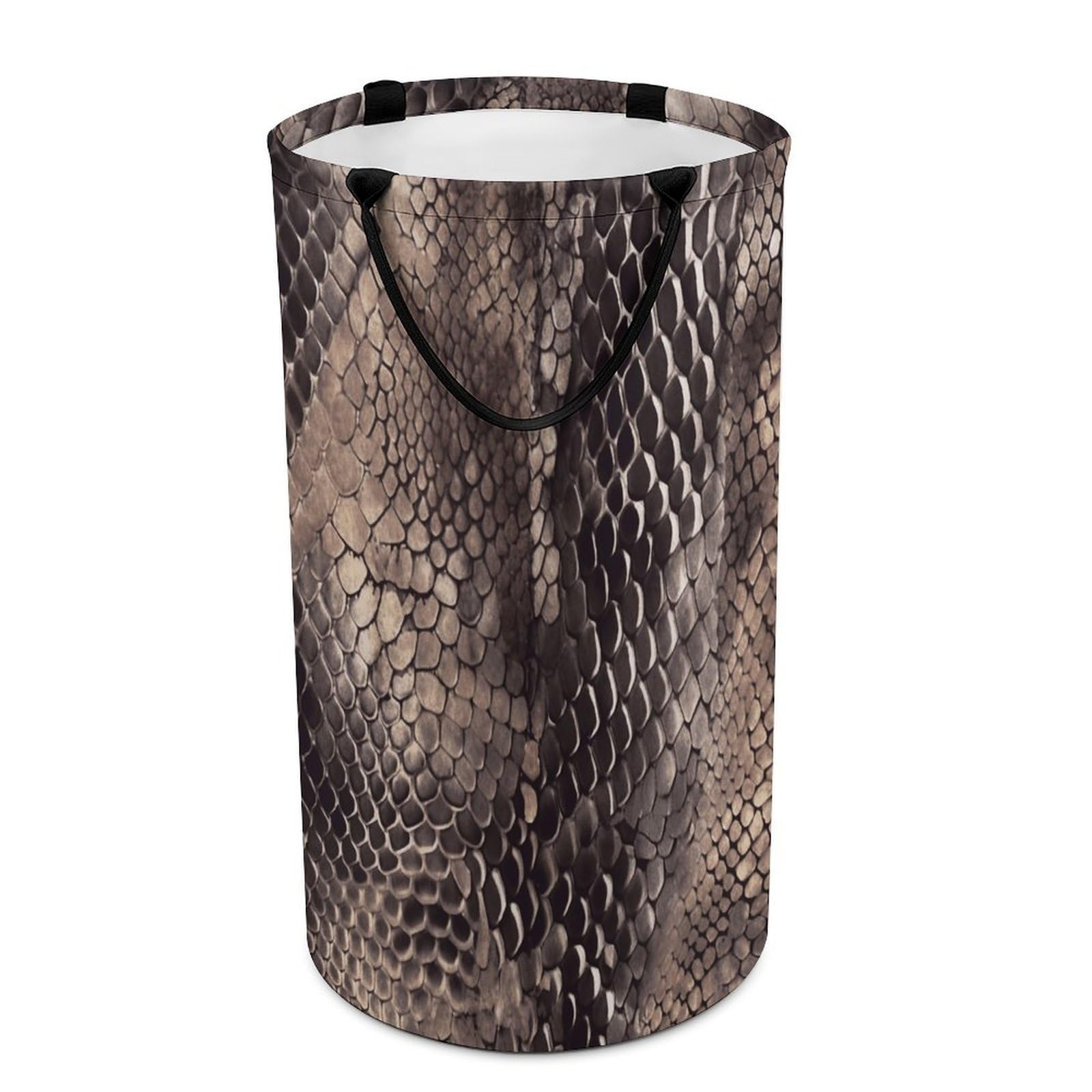 Classic Snake Skin Laundry Basket with Handles Large Collapsible Laundry Bag Freestanding Waterproof Clothes Hamper Decor Storage of Dirty Clothe for Family Bathroom 86L