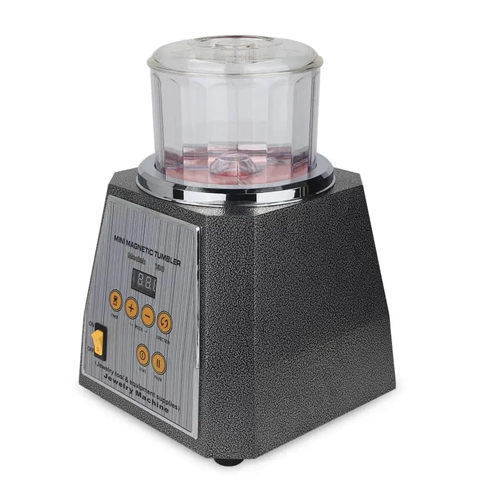 Schmuckpolierer KT-130 Magnetische Trommel-Rotationspoliermaschine, Finishing-Maschine, AC-Schmuckreiniger-Werkzeuge mit 200 g Poliernadeln