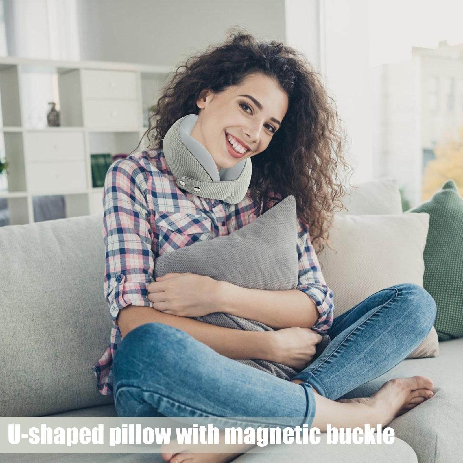 Poduszka Podróżna Poduszka Podróżna Z Pianki Memory Foam, Regulowana, W Kształcie Litery U, Do Samolotu I Samochodu Poduszka na Kark(Grün)