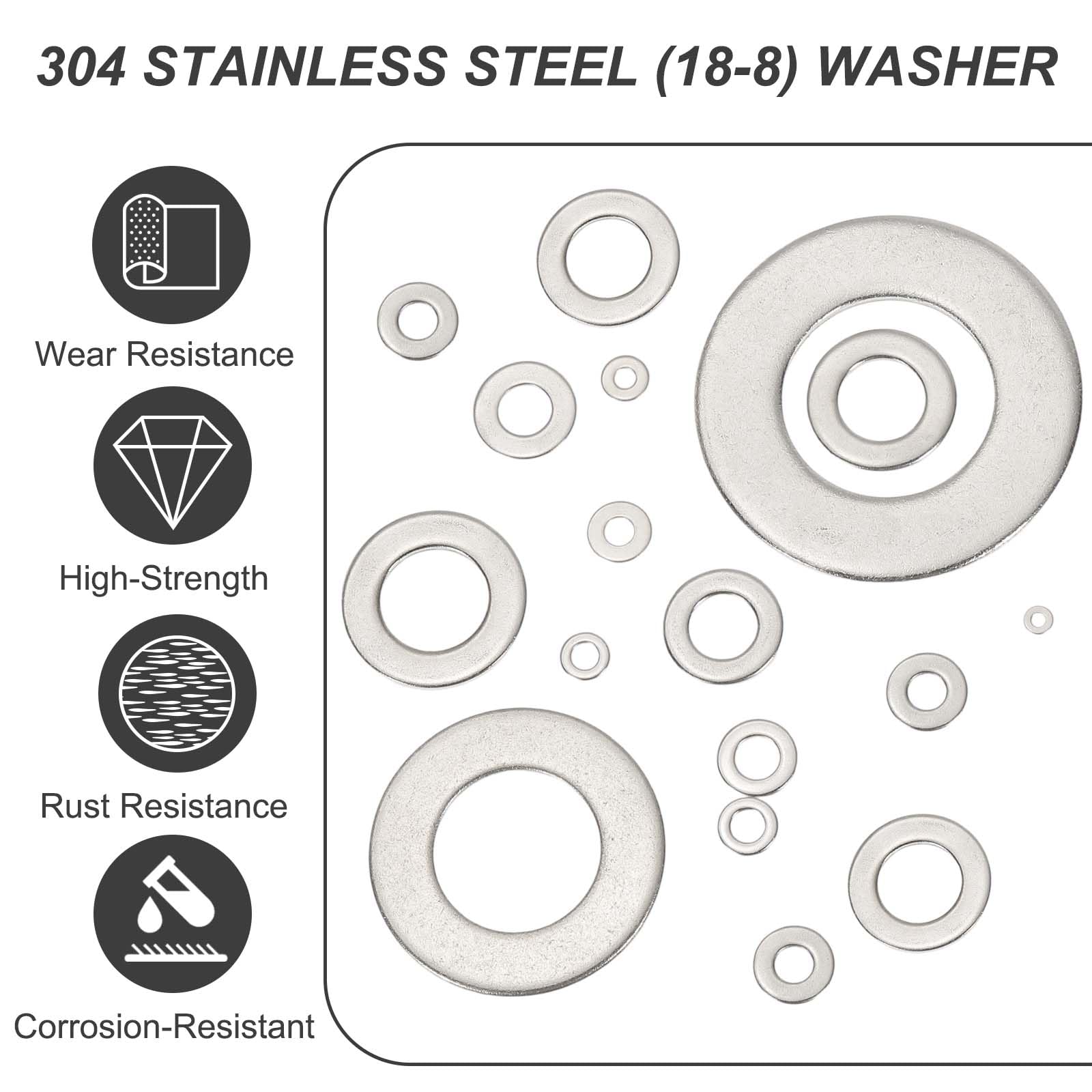 PATIKIL 1" ID x 2" OD Stainless Steel Flat Washers, 2 Pcs Round Metal Washer Small Spacer for Screws Bolts Nuts Assortment - Image 4