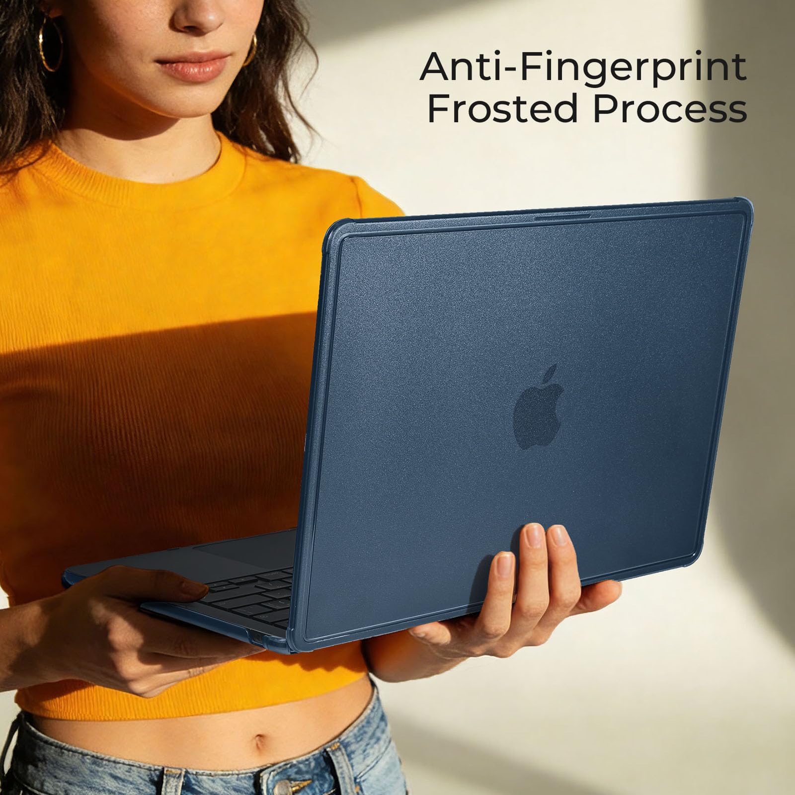EooCoo Anti-Ramka Etui Kompatybilne z MacBook Air 13",Matowy Północ | Kompatybilne z MacBook Air 13,6"M5 M4 M3 M2 A3449 A3240 A3113 A2681 2026-2022,Ochrona Narożników,Redukcja Odcisków Palców