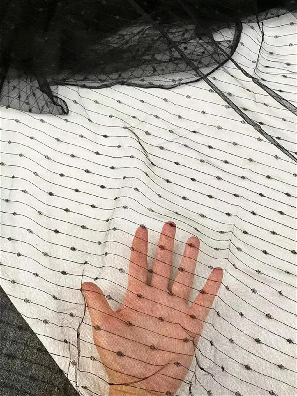 Elastyczna tkanina siatkowa, Koronkowa tkanina Wielokolorowa ażurowa dekoracja weselna Błyszcząca miękka siatkowa 2 rozmiary(Stripe,90cmx150cm)