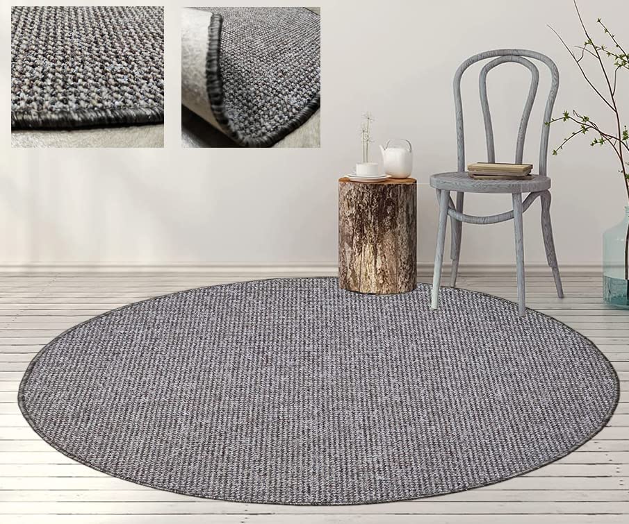 Alfombra Redonda Lisa, Color Taupe Marrones Suaves. Alfombra Tacto Natural Similar Lana. Alfombra de Fibra sintéctica diametro 100cm.