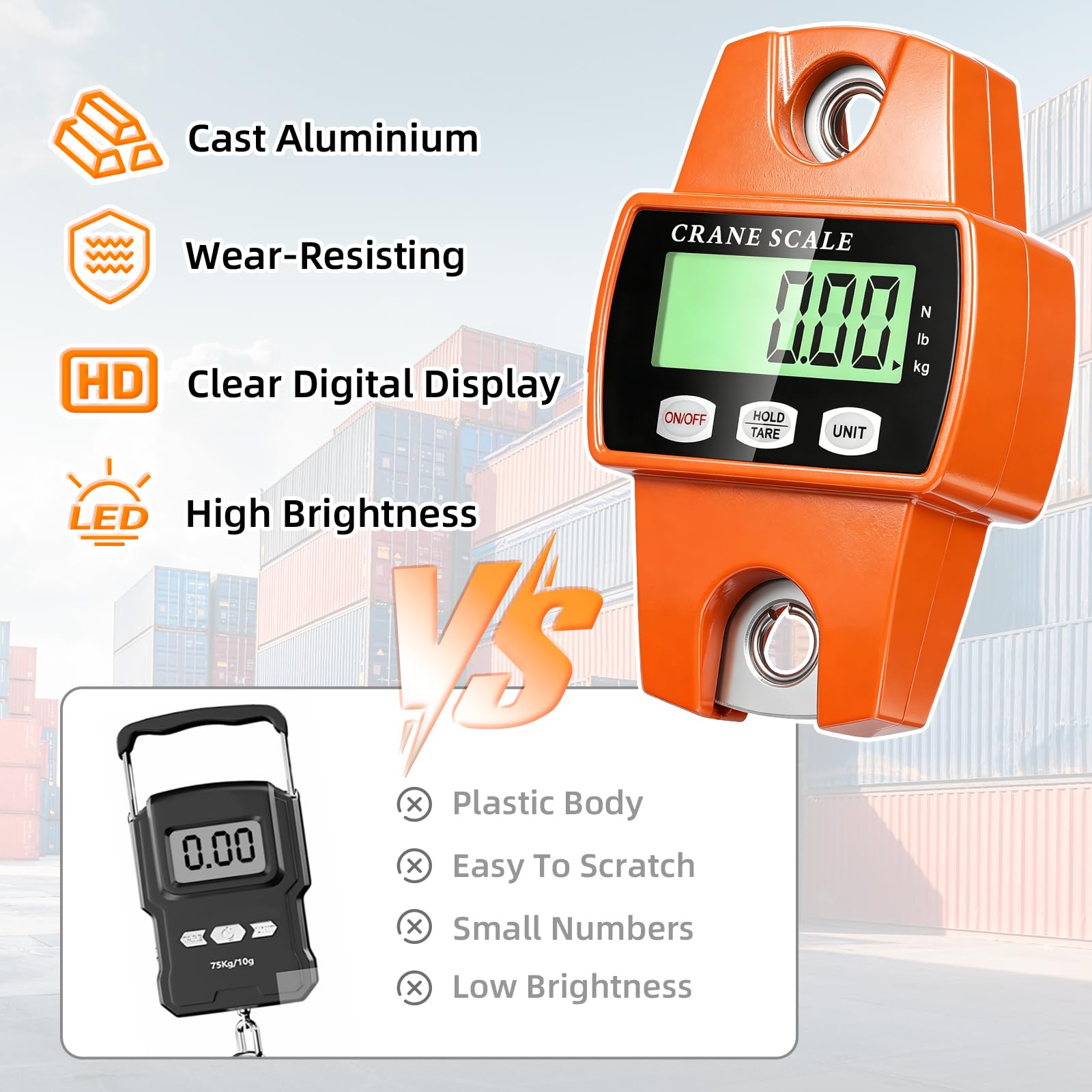 Digital Crane Scale - 1100lb/500kg Handheld -8