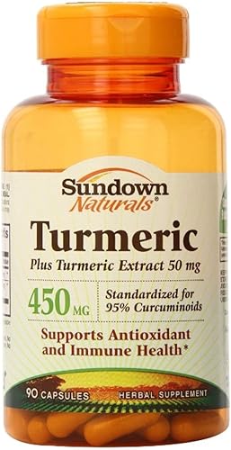 Sundown Naturals Turmeric Cápsulas de 450mg 90EA, paquete de de 2, 2, 2