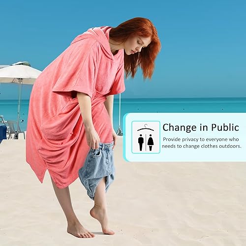 Miniatura 3 de Toalla cambiadora de poncho de surf con capucha, traje de neopreno de microfibra de secado rápido para surf, playa, natación, piscina, deportes