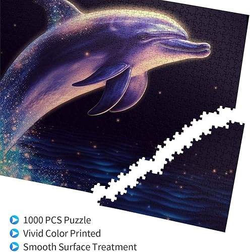 Miniatura 8 de Rompecabezas de delfines con purpurina de 1000 piezas, rompecabezas personalizados de madera para adultos, rompecabezas de fotos familiares, regalos