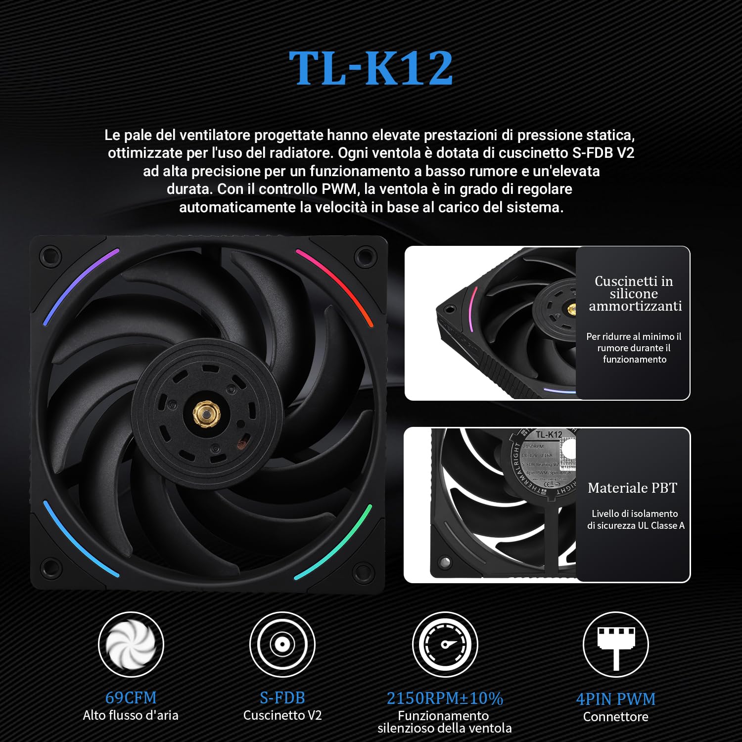 TR Mjolnir Vision 360 ARGB Black-AIO CPU Liquid Cooler, display LCD IPS con risoluzione 320 x 240, per AM4/AM5 e LGA1700/1851, '3,5 pollici'Display LCD assorbente