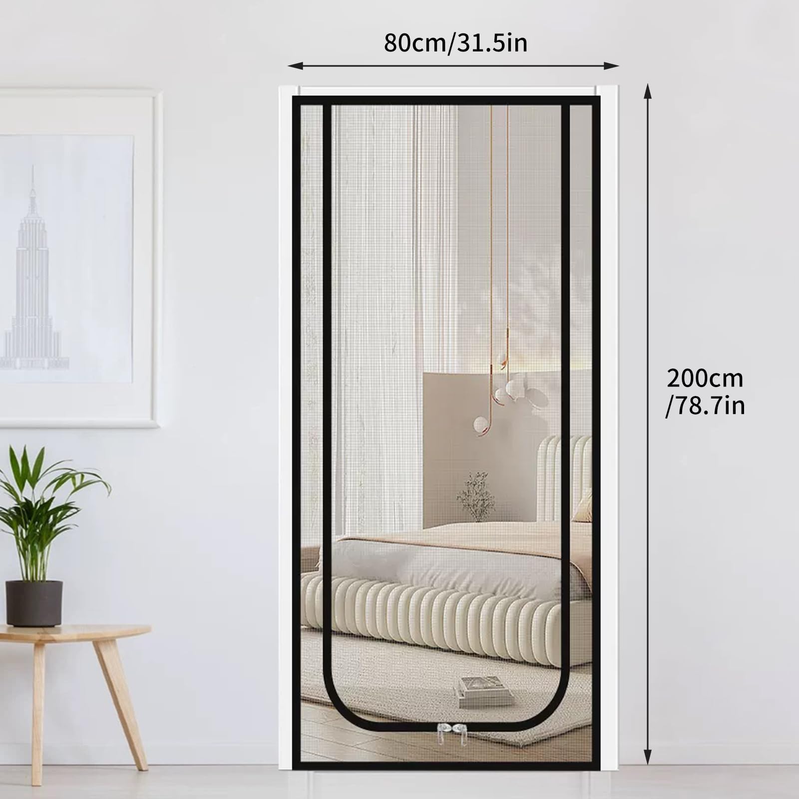 Grille pour chats et porte de balcon – Filet de sécurité pour animaux domestiques dans le salon, la chambre, la cuisine et la terrasse – Résistant et épais pour éviter les évasions (80 x 200 cm)